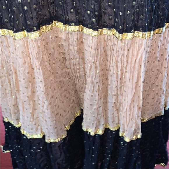 OOAK Handmade Embellished Metallic Boho Tier Dress - Picture 6 of 10